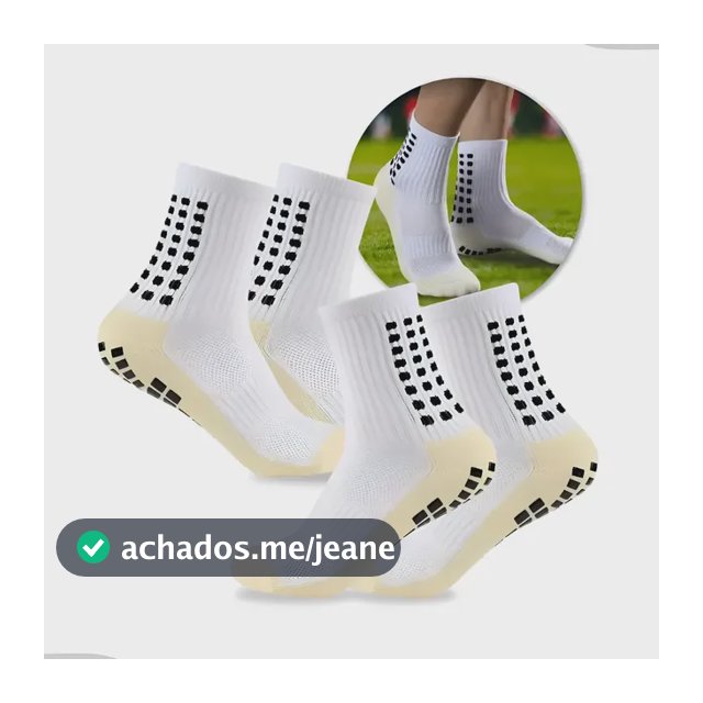 Kit 2 Pares Meia  Antiderrapante Esportiva Futebol Treino