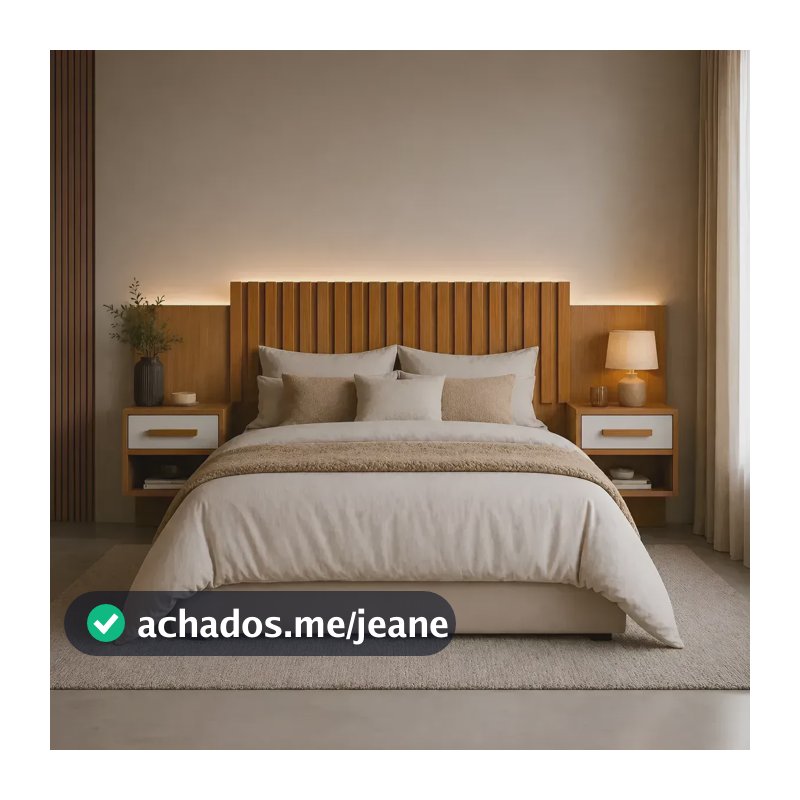 Cabeceira Box Queen 2 Gavetas Ripado Mesa Cabeceira Nature/off White