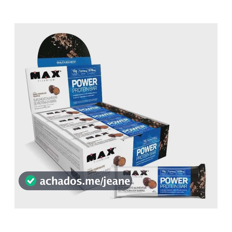 Power Protein Bar 41g Display Com 12 Unid Max Titanium Sabor Dark chocolate truffle