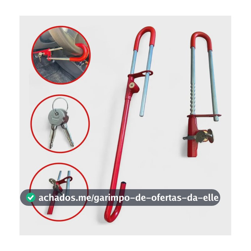 Trava Anti Furto Segurança Volante Direção Pedal Carro Aço