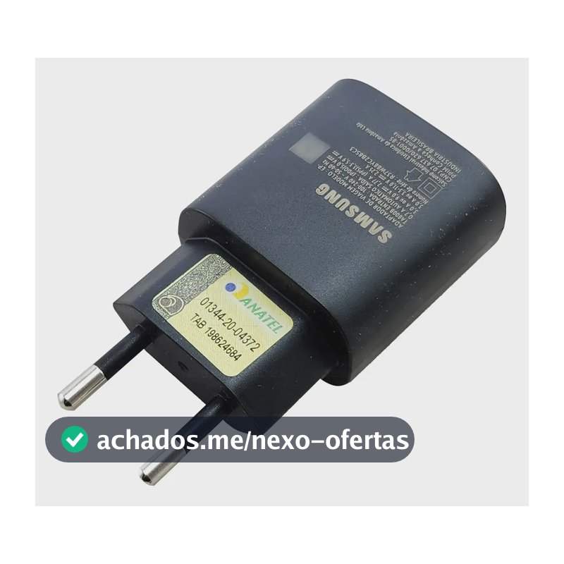Carregador Samsung 25w A30 A50 A70 A71 A80 A31 S20 Cor Preto