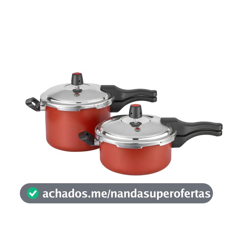 Kit de Panelas de Pressão Cozillar Antiaderentes com 2 Peças Vermelhas
