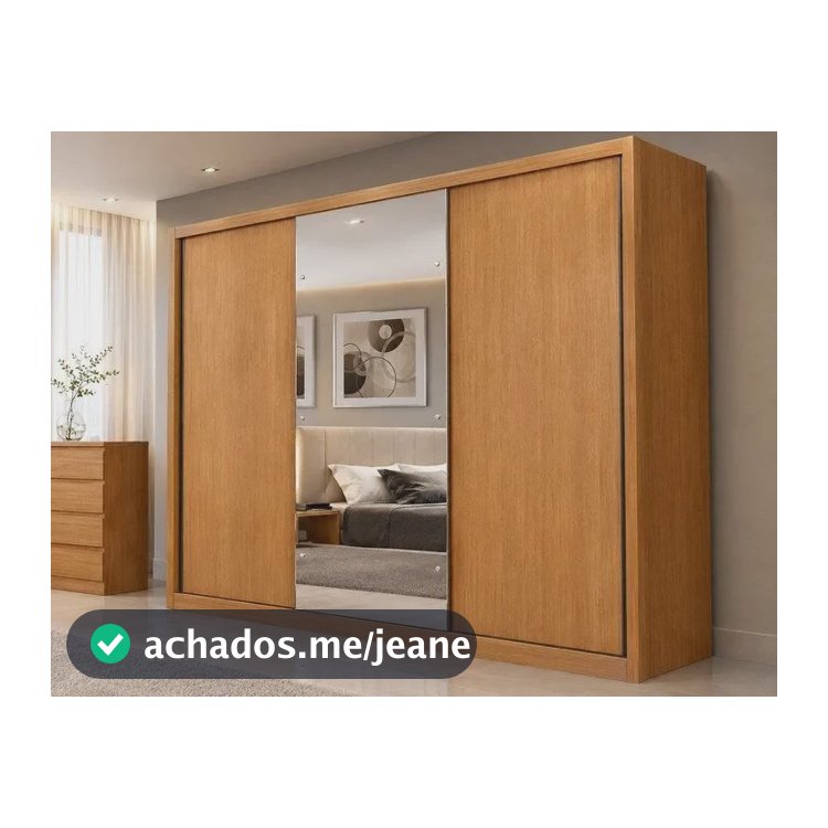 Guarda Roupa Casal Com Espelho 3 Portas 6 Gavetas Vegas Cumaru