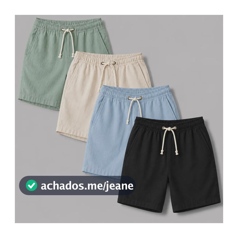 Kit 4 Shorts Masculino Bermuda Linho Verão Envio Rápido Preto-verde-azul-palha G