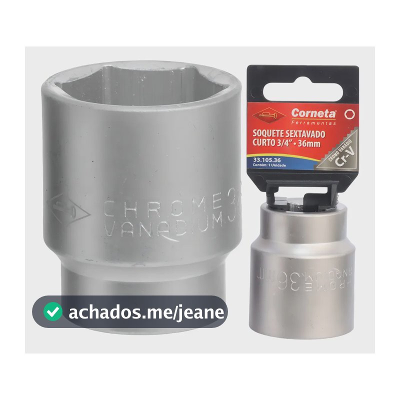 Soquete Sextavado Com Encaixe De 3/4 Cr-v 36 Mm Saga Corneta Cor Cromo