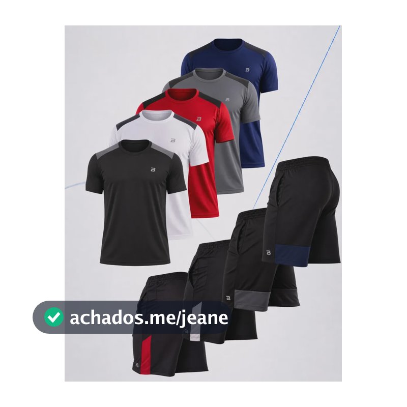 Kit 9 Peças Camisetas Premium Raglan Shorts Dry Fit Academia Multicolorido Gg