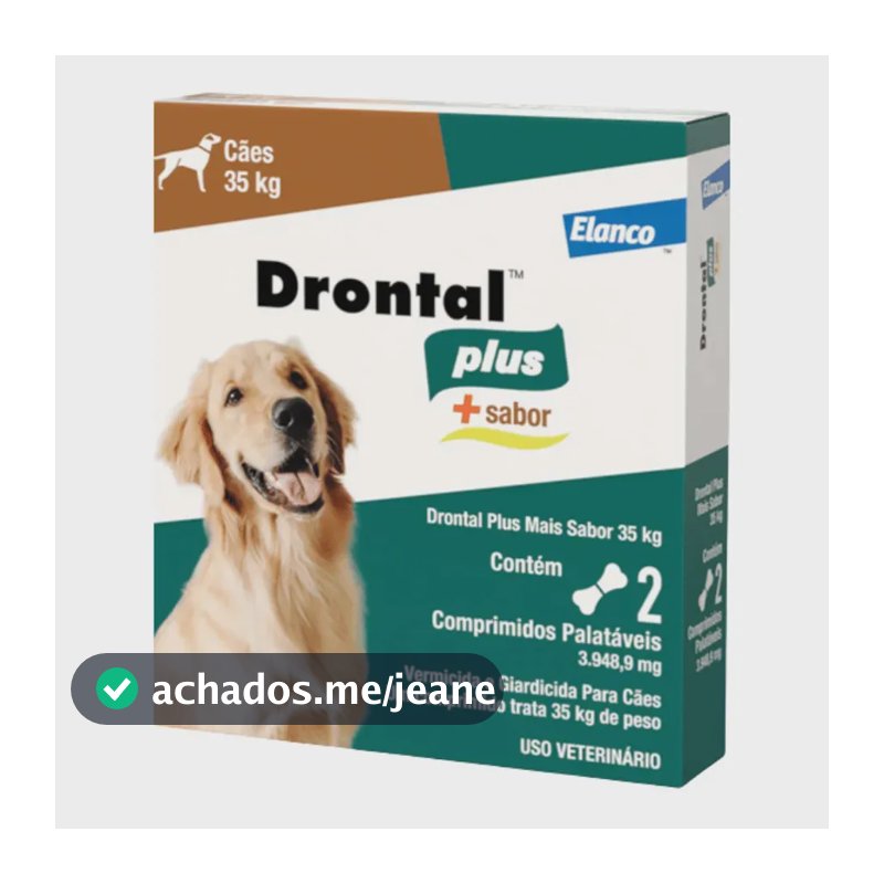 Vermífugo Drontal Plus + Sabor Vermicida E Giardicida Carne Para Cães De Até 35 Kg 2 Comprimidos