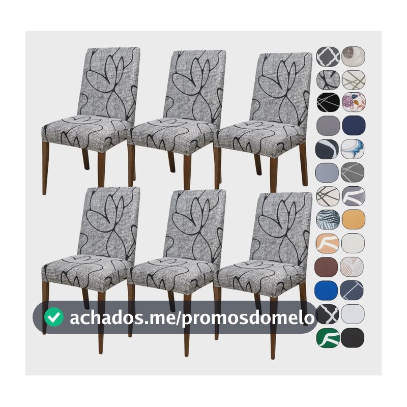Kit 6 Capa Cadeira Jantar Tecido Importado Spandex Mais Resistente Elástico Cor Tulipa