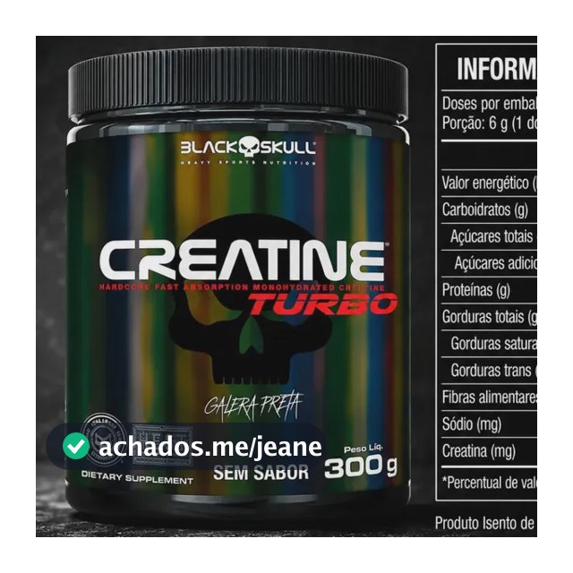 Creatina Black Skull Caveira Preta Turbo Em Pó Sem Sabor X 300g
