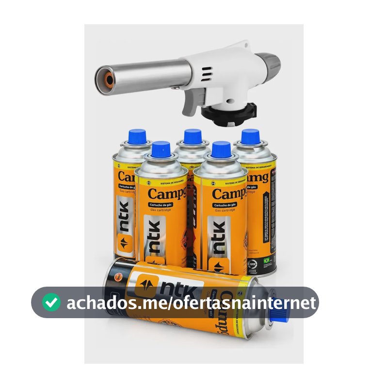 Kit 6 Latas Refil 227g Camping  + 01 Maçarico Laranja