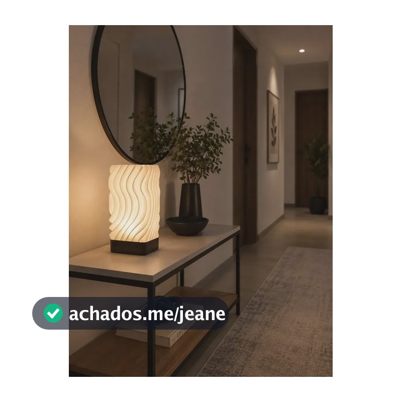 Abajur De Mesa Moderno Design Ondulado Decorativo Led Quarto Branco Preto 127/220v