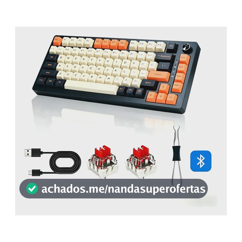 Teclado Gamer Mk32 75% 2.4ghz/usb-c/bt5.0, Inglês Us Laranja Inglês Us