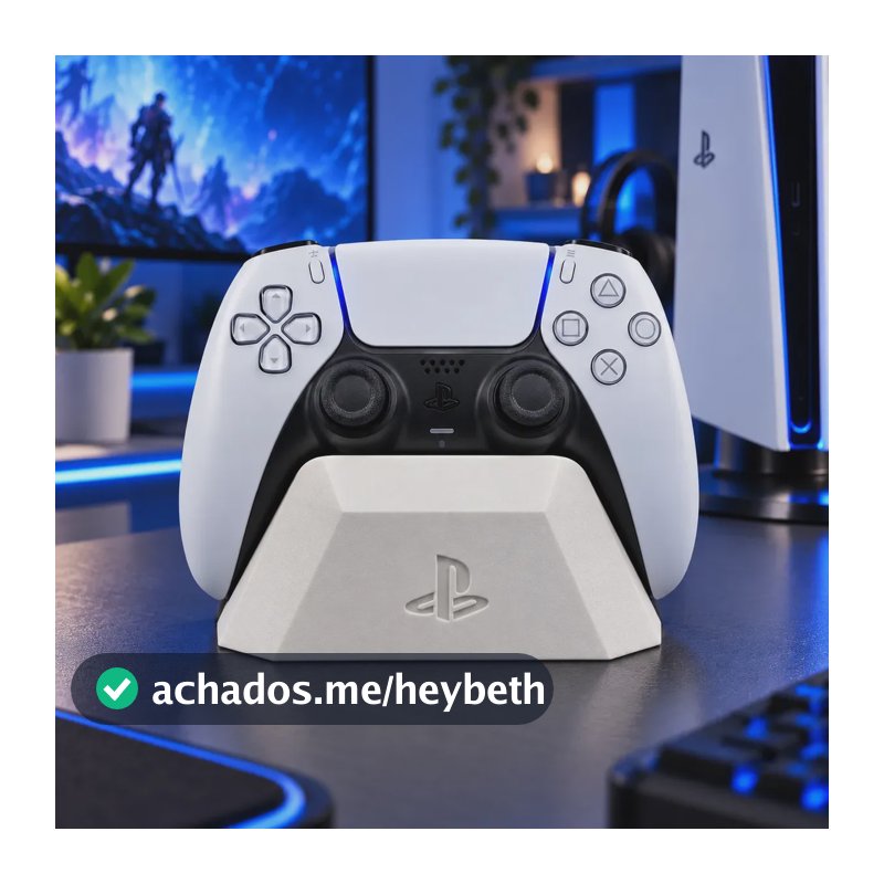 Suporte Para Controle PS5 DualSense De Mesa Organizador Gamer Base Porta Controle PlayStation 5 Branco Decoração Setup Gamer Home Think