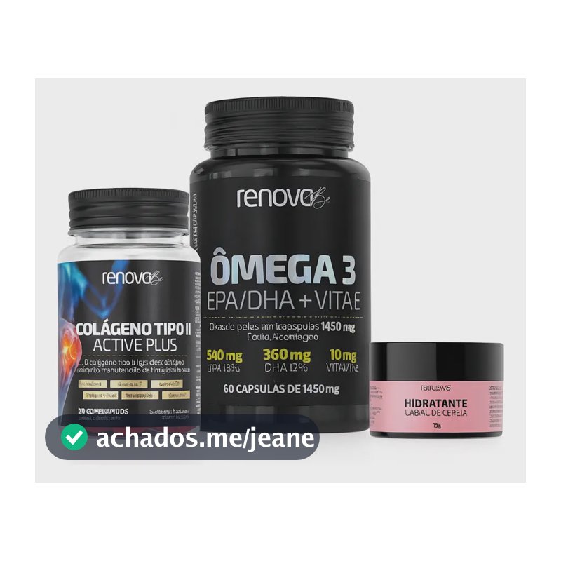 Kit Ômega 3 Vita E + Colágeno Tipo 2 - Renova Be Sabor Sem Sabor