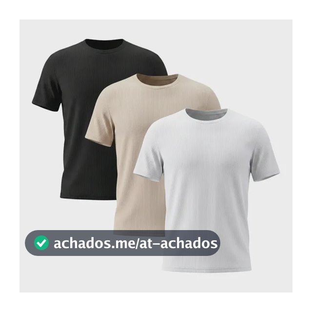 Kit 3 Camisetas Masculina Canelada Americana Gola Careca