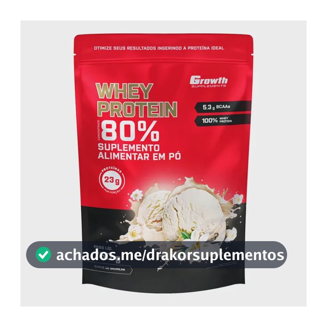 Whey Concentrado 750g Growth Supplements - Variados Sabores Baunilha