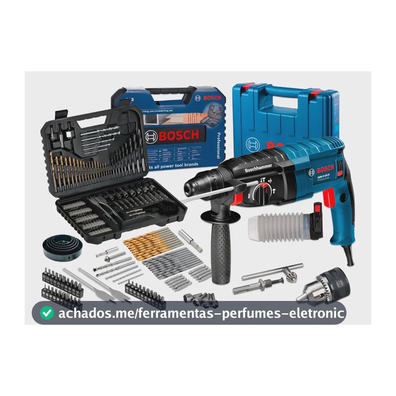 Martelete Rompedor Bosch Gbh 2-24d 820w 127v + Kit 103 Pçs Azul 127v 60hz