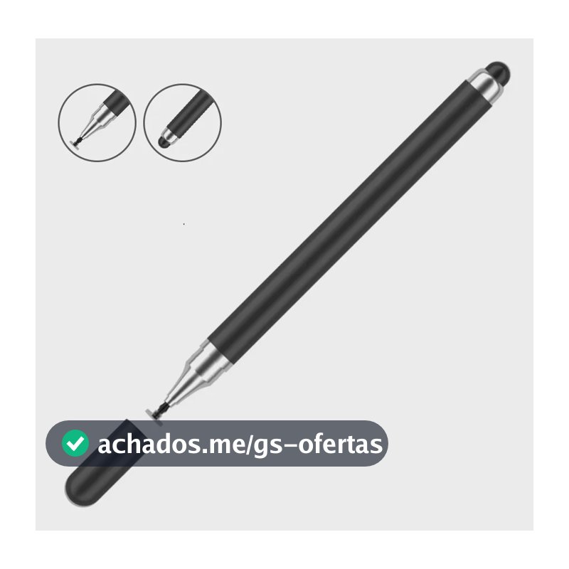 Caneta Touch Screen Stylus Universal 2 Em 1 Tablet Celular Preto