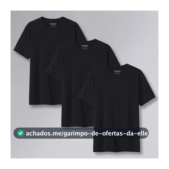 Kit 3 Camisetas  Light T-shirt Insider Preto P Lisa