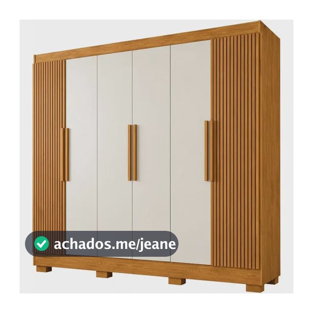 Guarda Roupa Casal Malibu 6 Portas Nature Off White Ripado