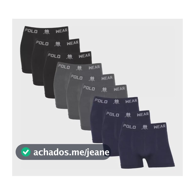 Kit 9 Cuecas Boxer Polo Wear Sem Costura Em Microfibra Lisa Sortido G