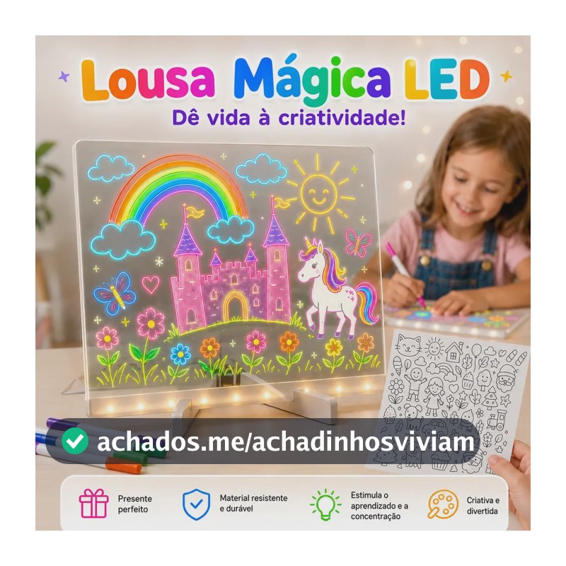 Lousa Magica Led 3d Neon Colorir Ilustração Infantil Led
