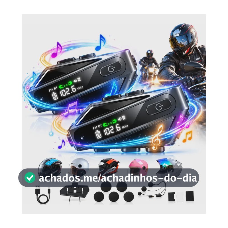 Par Intercomunicador Capacete Moto Kuerl Bluetooth Sem Fio