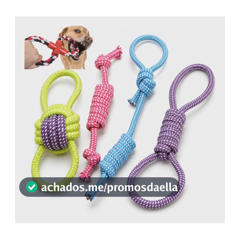 Kit 4 Brinquedo Pet Corda Resistente Interativo Cachorro Forte