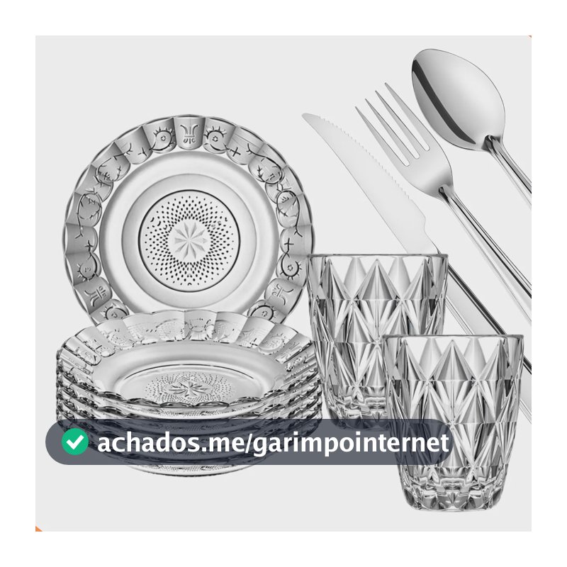 Aparelho De Jantar 30 Peças - Pratos, Copos E Talheres Transparente