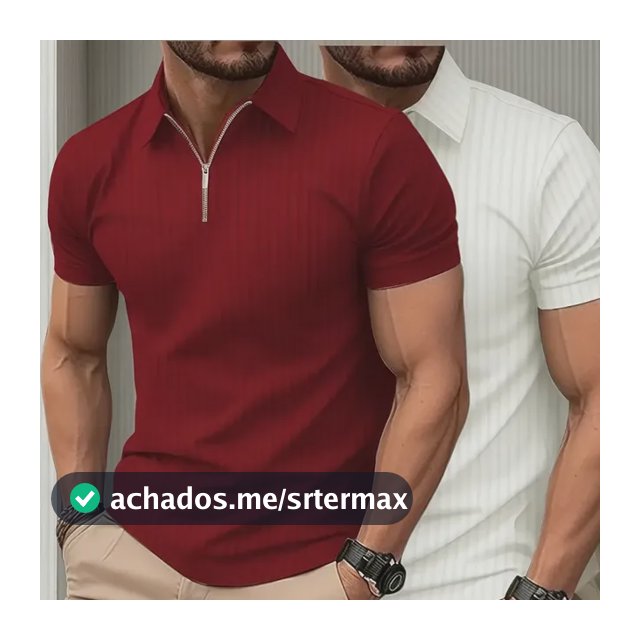 Kit 2 Camiseta Polo Manga Curta Com Ziper Masculina Canelada