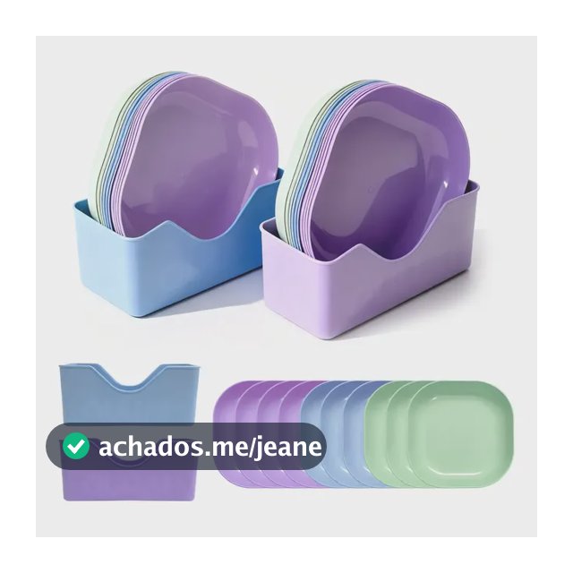 Kit 20 Pratos Coloridos Para Servir + 2 Base Organizador 2 Un