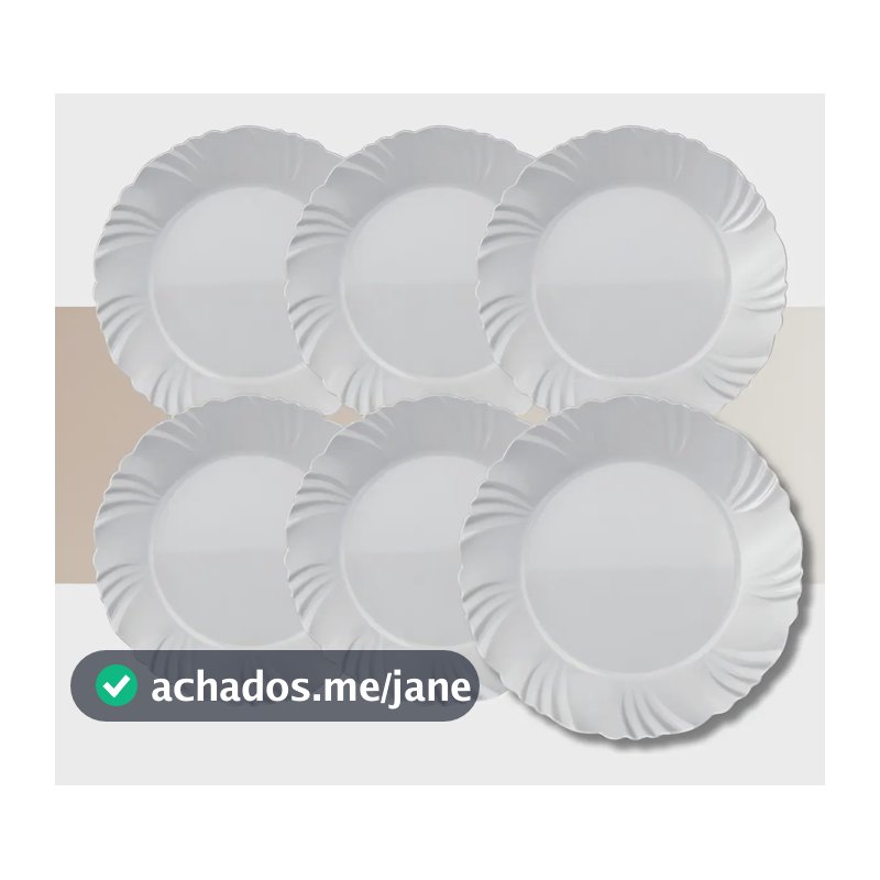 Jogo de 6 Pratos Rasos de Vidro Nadir Opaline Pétala Brancos