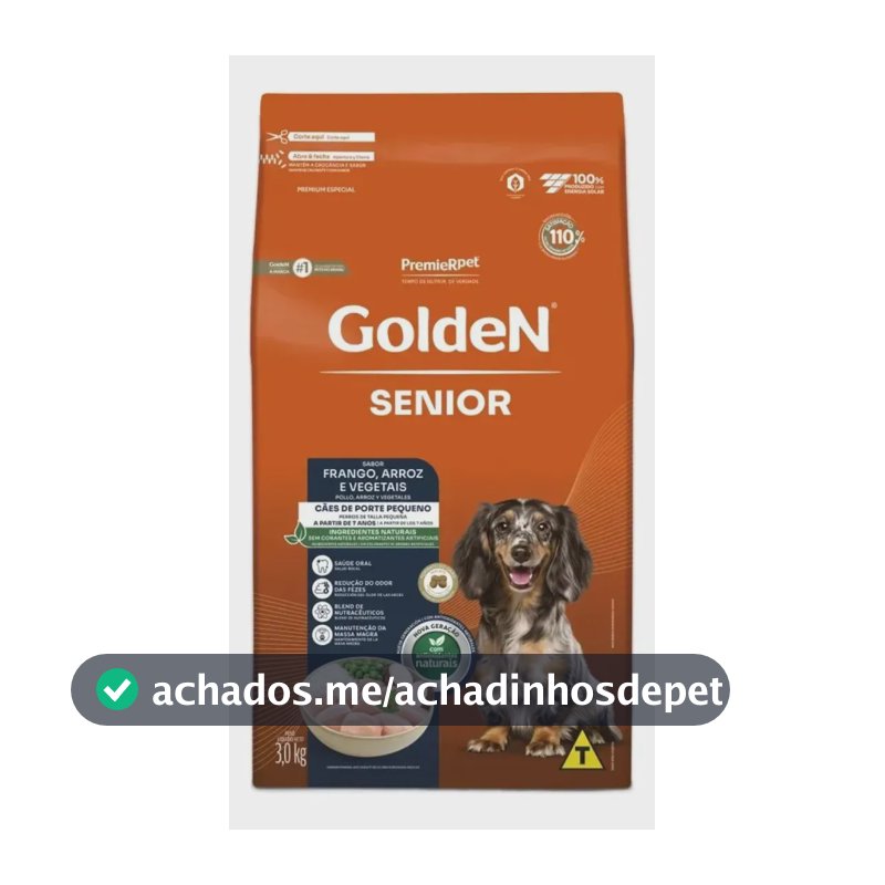 Ração Seca Golden Fórmula Senior Frango/Arroz Cães Pequenos 3kg