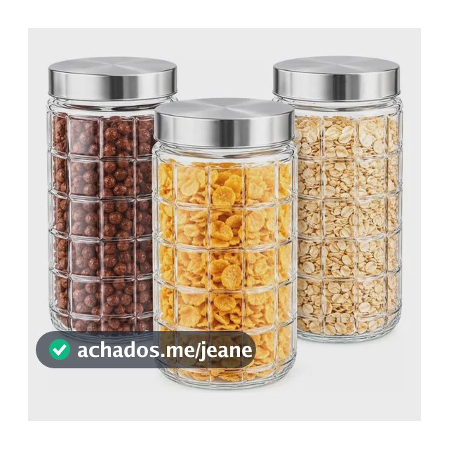 Potes Vidro 1,2l Com Tampa Inox Porta Mantimentos Hermetico 1 Pote