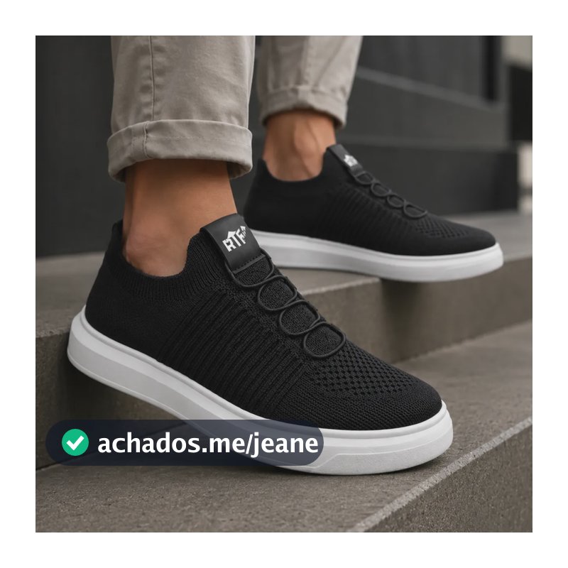 Tênis Meia Knit Tenis Calce Fácil Unissex Casual Confortável Preto Liso 41