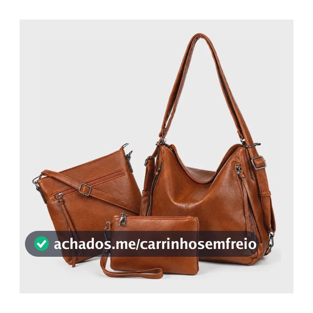 3 Peças Bolsa Transversal Feminina Mochila De Mão Carterira