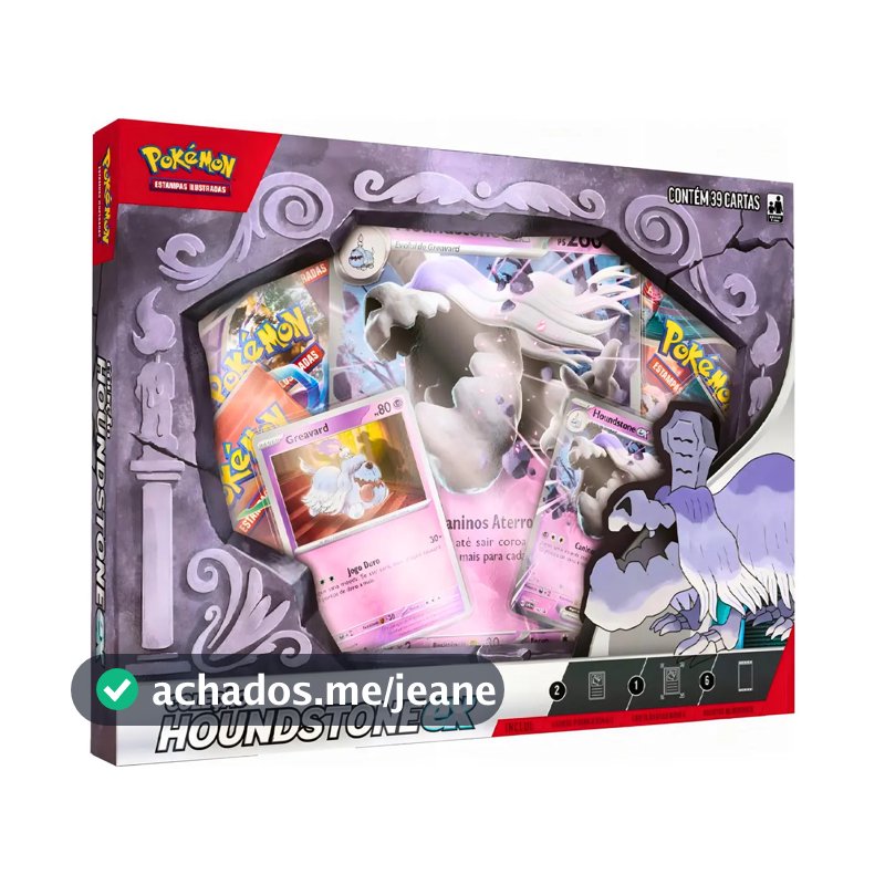 Box Pokémon Houndstone EX: Máscaras do Crepúsculo e Fenda Paradoxal Copag, 6 Boosters e 39 Cartas Escarlate e Violeta