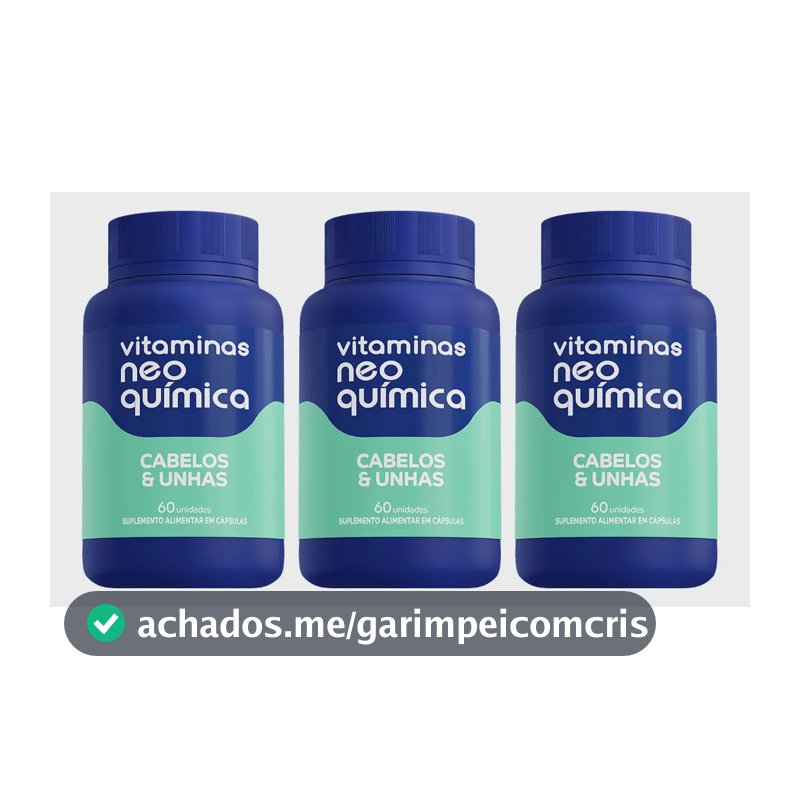 Suplemento Neo Química Vitaminas Cabelos E Unhas Sabor Sem Sabor 3 Kits X 60 Un