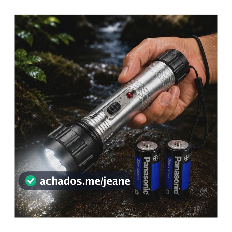 Lanterna Led Potente 300 Metros Com Pilhas Inclusas Branca Sortido Cores Variadas Azul, Prata Ou Marrom