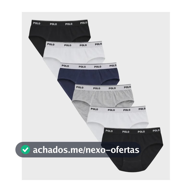 Kit 6 Cuecas Slip Polostar Cotton 100% Algodão Adulto