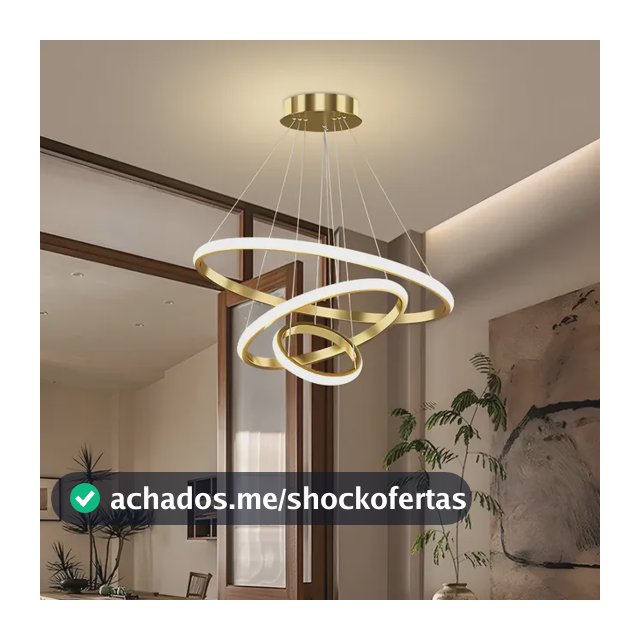 Lustre Led Sala Moderno 60w, 3 Arcos Pendente Luminária Teto 127/220v Dourado