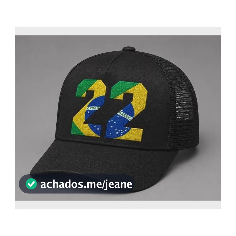 Boné Telinha Trucker 22 Estampa Brasil Dtf Unissex Preto Un