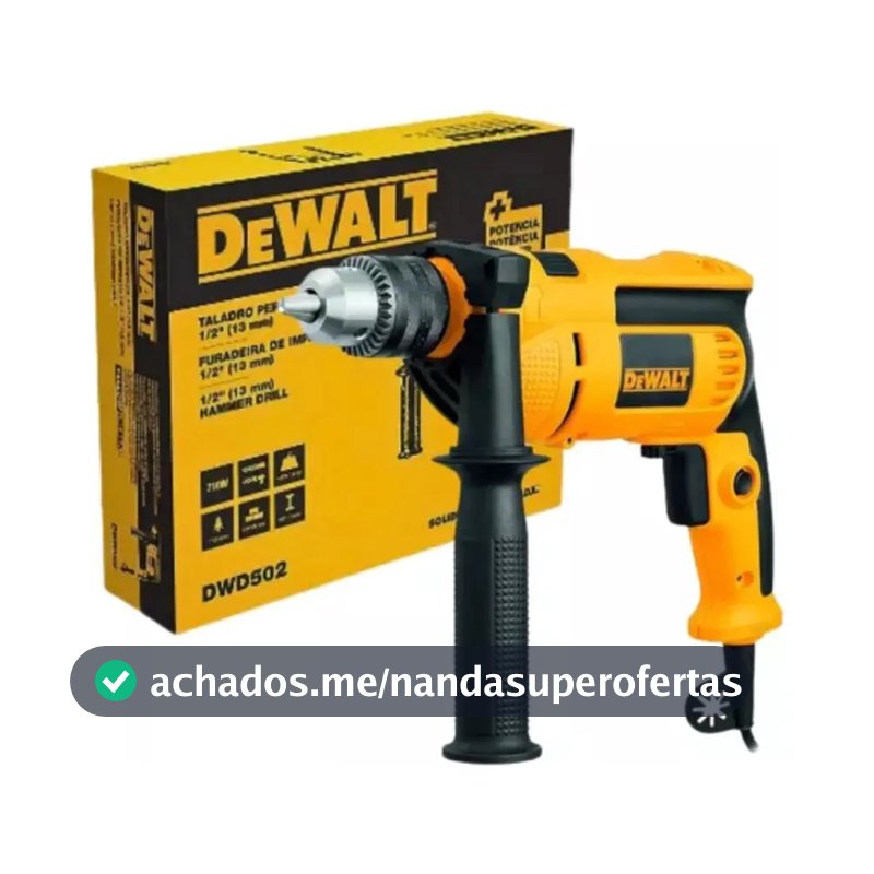 Furadeira de Impacto 13mm 750W DEWALT DWD502 Com Velocidade Variável e Reversível