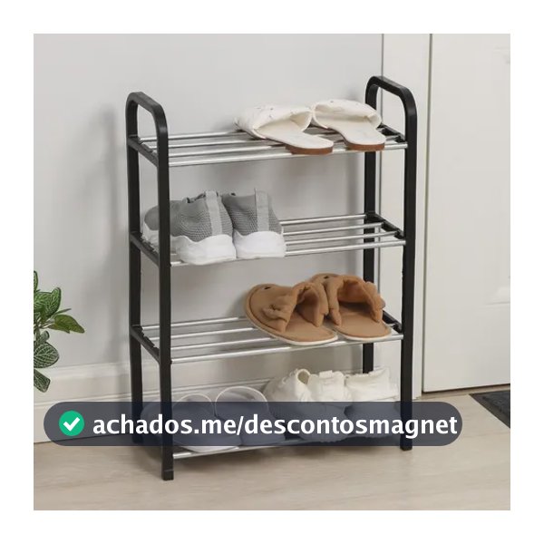 Sapateira Organizador Estante Sapateira 8 Pares Preto Plástico Aço