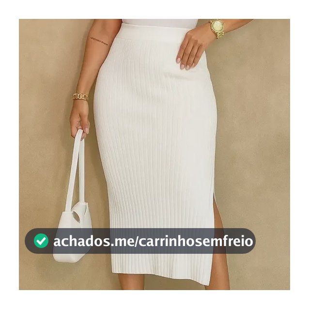 Saia Midi Tricot Fenda Lateral Moda Verão Saia Longa Feminin