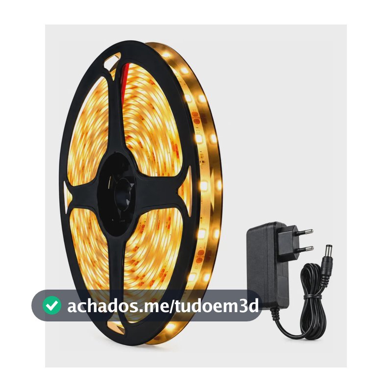 Fita Led Amarela 2835 Quente 5m 300 Led Dupla Face Fonte Cor da luz Branco-quente IP20 Maffacioli