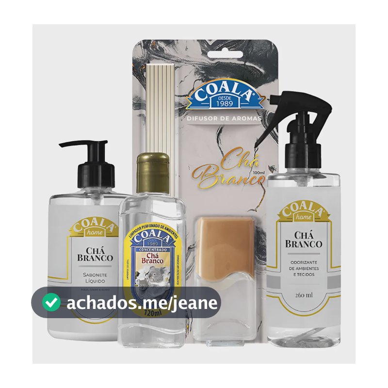 Kit Coala Home Chá Branco com Difusor 100ml e Spray 260ml