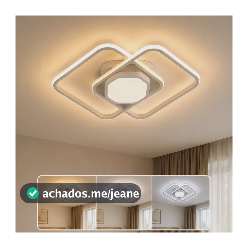 Luminária De Teto Moderna Plafon Sobrepor Quadrado Bivolt 127/220v Branco