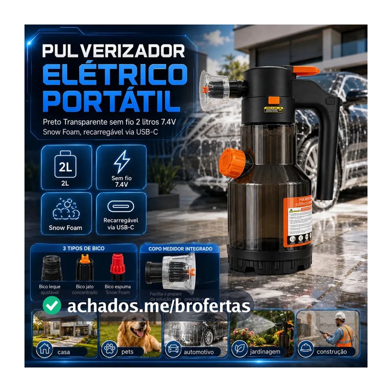 Pulverizador Elétrico Snow Foam para Carro, Moto e Jardim – 2 L