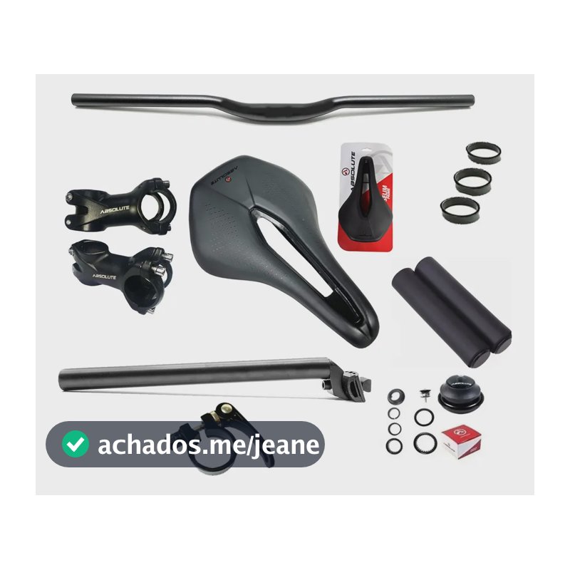 Kit Guidão Curvo Mesa Canote Preto Absolute Prime Aluminio MTB 31.8mm